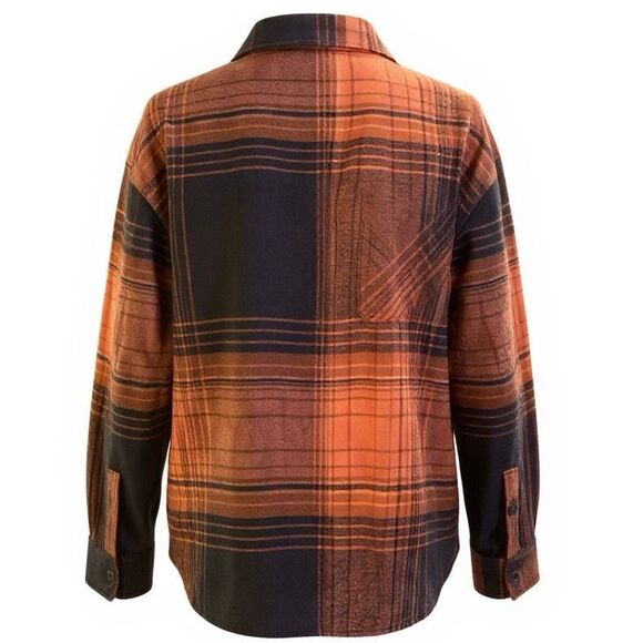 BDG Urban Outfitter Karl Slouchy Orange Black Plaid Patchwork Button Up Shirt M - Picture 4 of 6